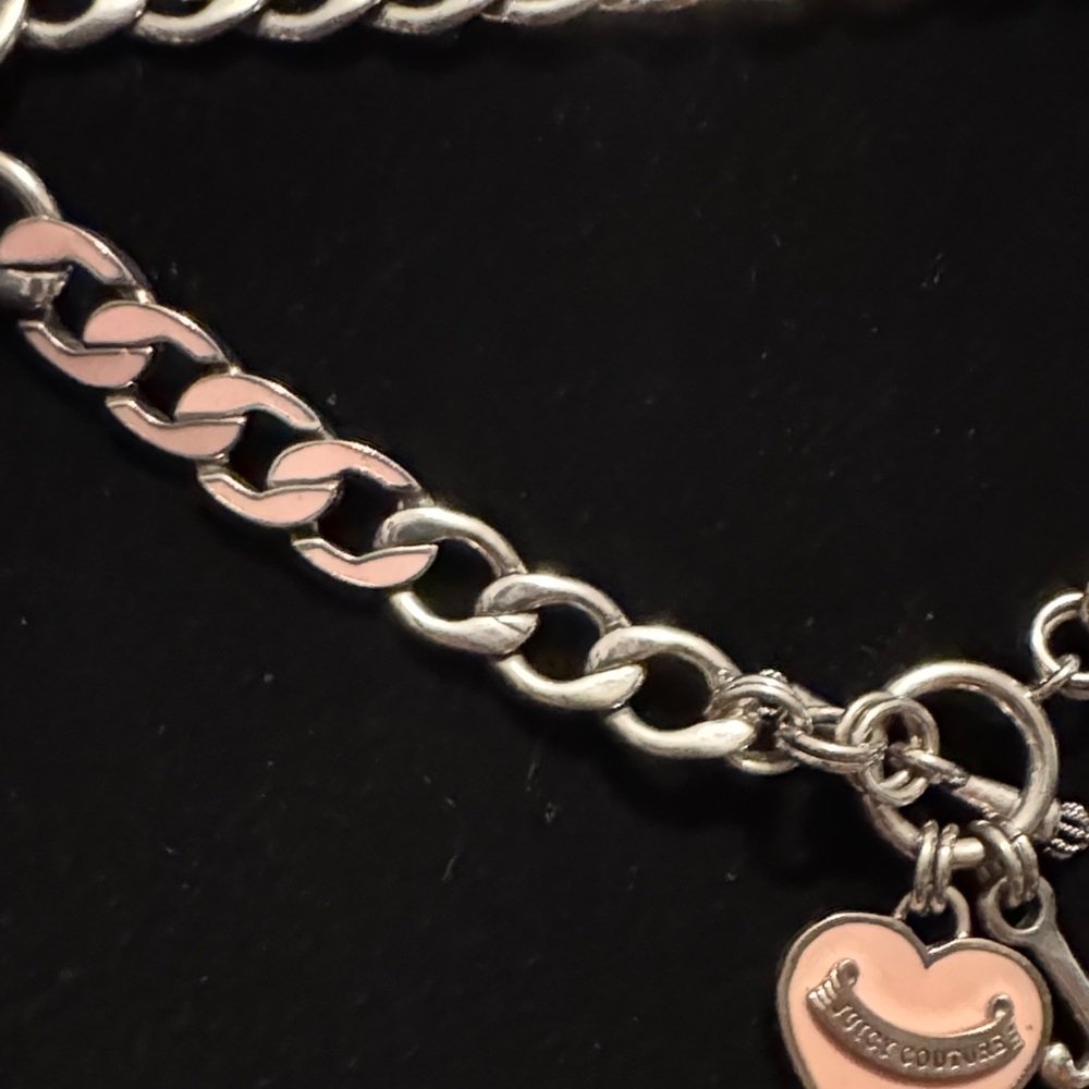 Juicy Couture Silver and Pink Heart & J Charm Toggle Necklace - Picture 8 of 9